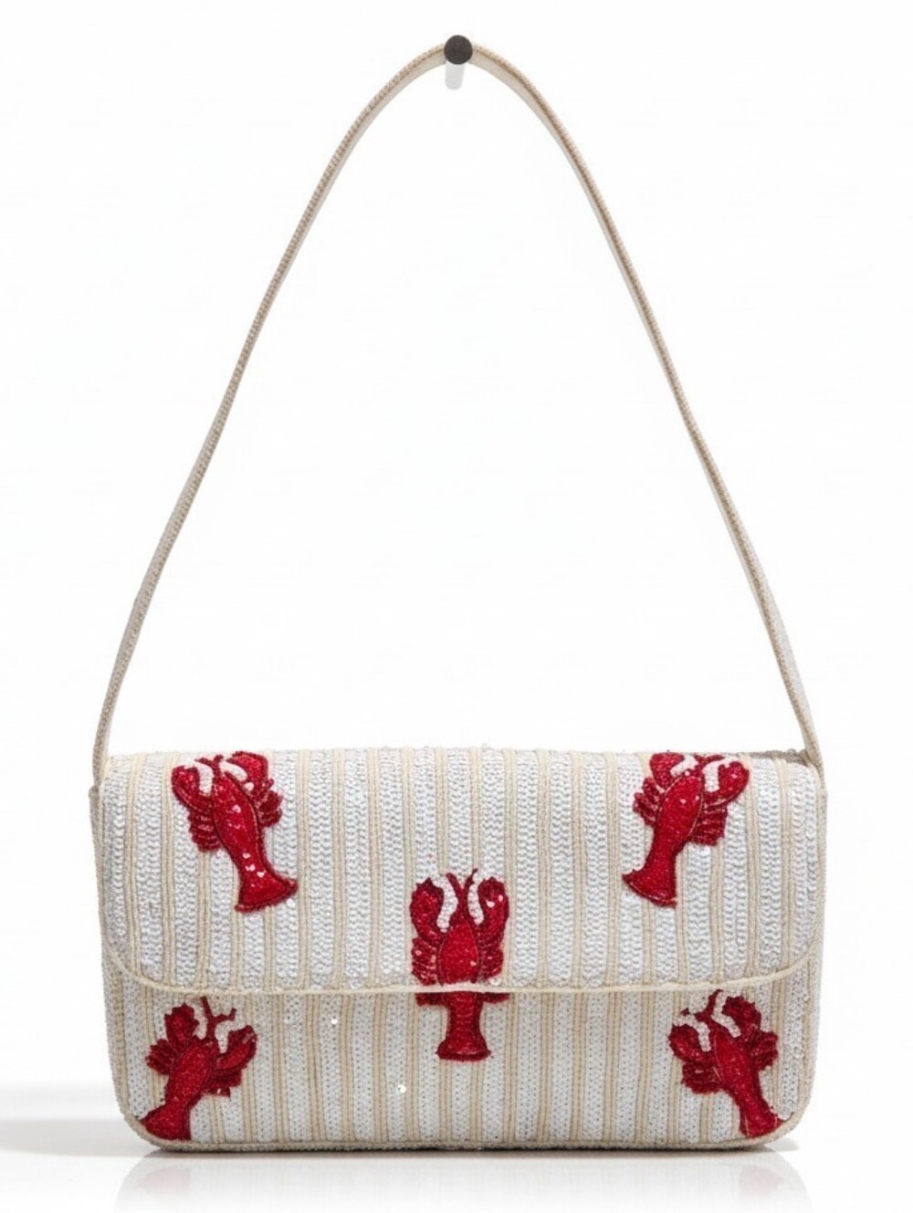 🦞▪️ Made In india ▪️VIRAL White and Red Lobster Handcrafted Beaded Bag ✨️🦞